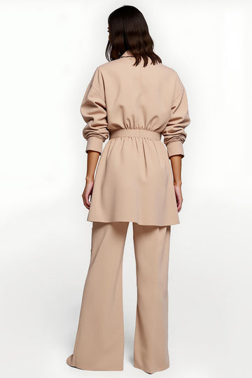 Abricot Satin 2 Pièces Femmes Costumes avec Ceinture